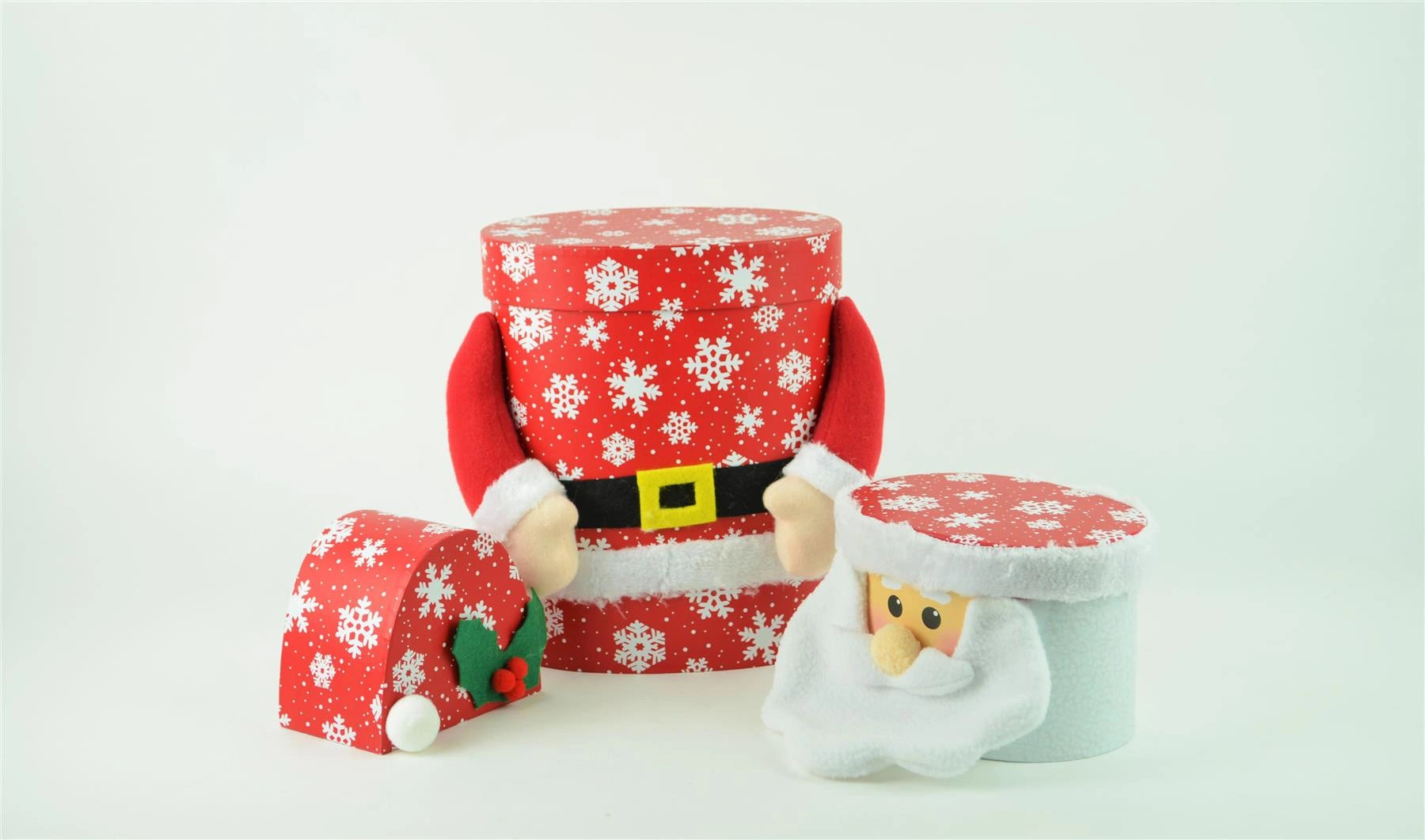 Ovel Santa Claus Christmas Novelty 3 Pcs Box Set Xmas Decoration Gift Present Boxes