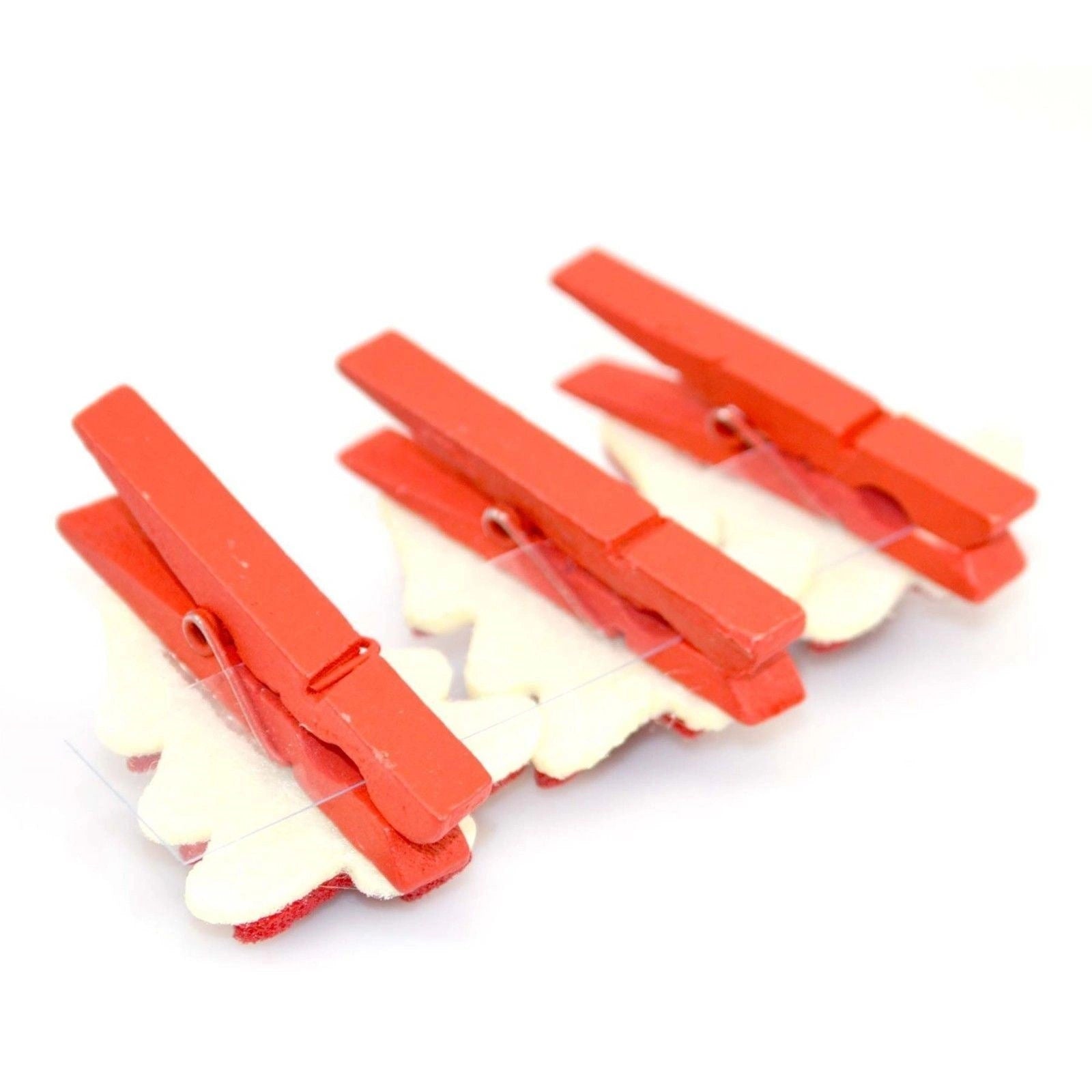 3 Christmas Wooden Mini Peg Art & Craft Clips Xmas Decor Card Holder Decorations