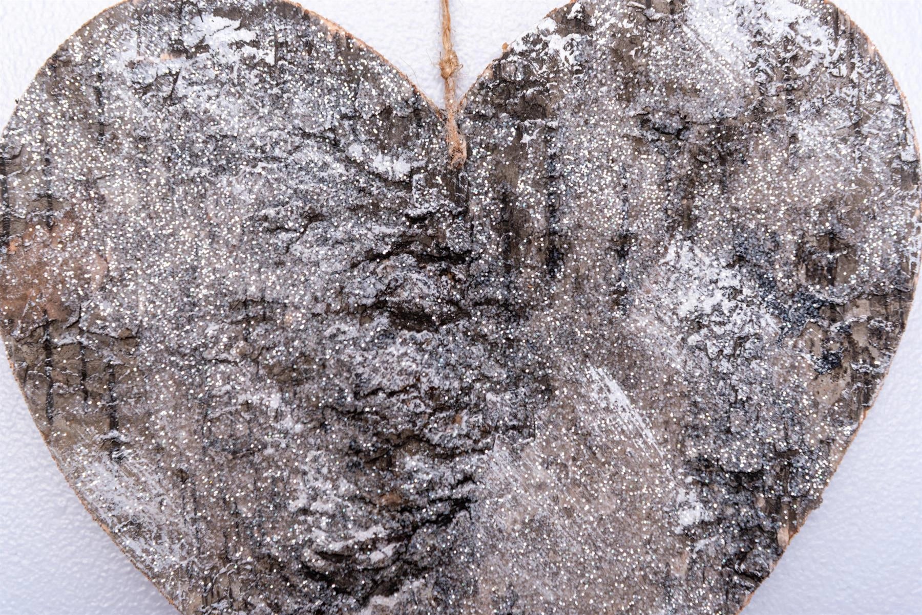 20cm Heart Christmas Hanging Decoration Wooden BirchBark Wall Door Xmas Ornament