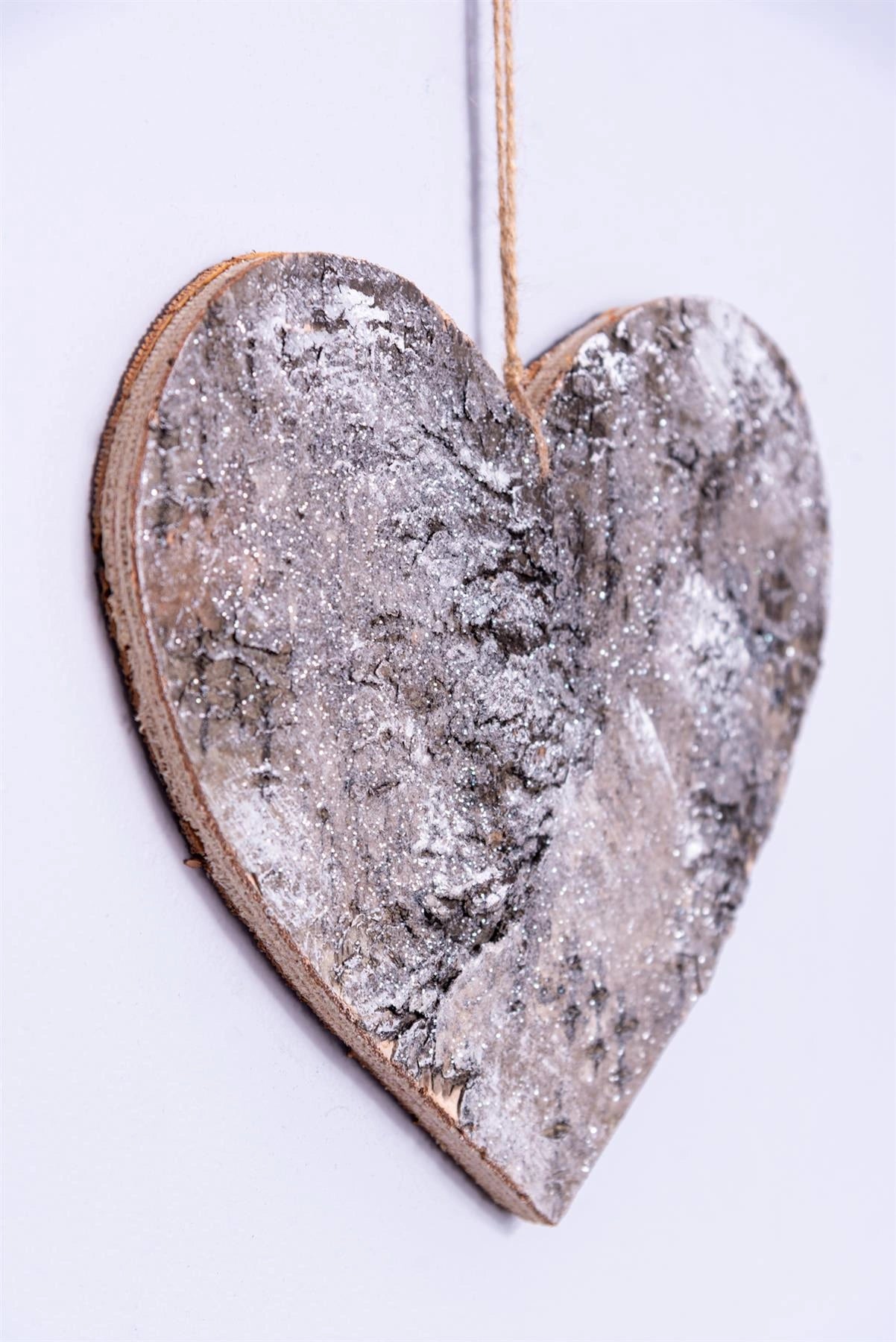 20Cm Heart Shape Birch Bark Wooden Christmas Wall Hanging Decoration