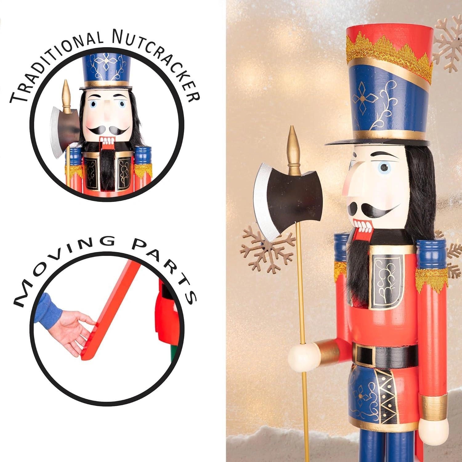 Giant Wooden Nutcracker Life Size Christmas Figurine 180cm Xmas Home Door Decor