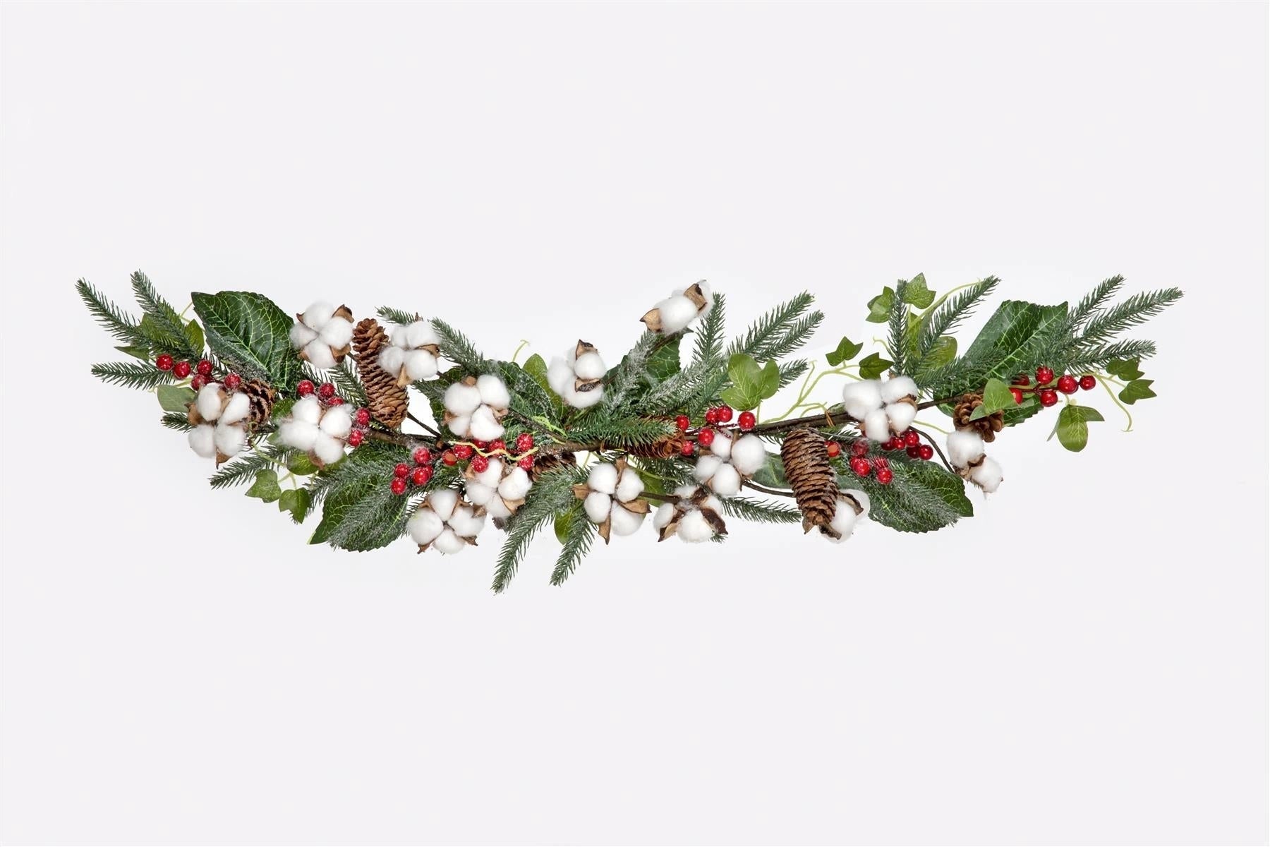 Pre Decorated Real Cotton Christmas Garland Xmas Home Wall Door Decorations 95cm