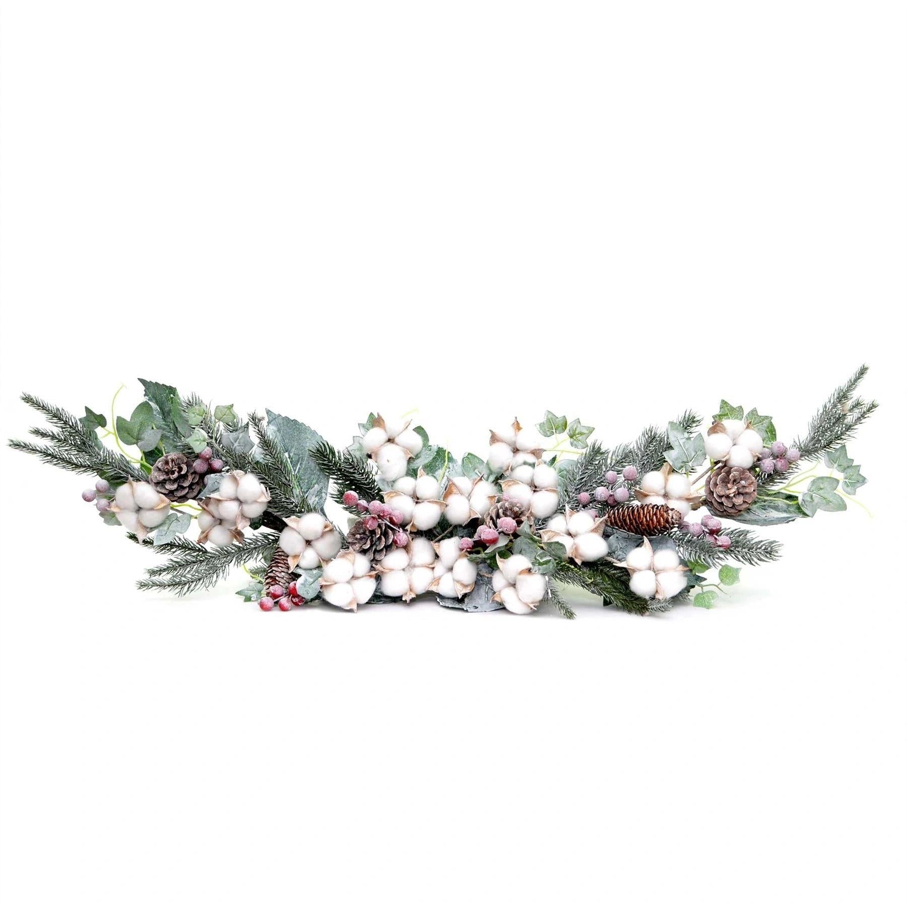 Pre Decorated Real Cotton Christmas Garland Xmas Home Wall Door Decorations 95cm