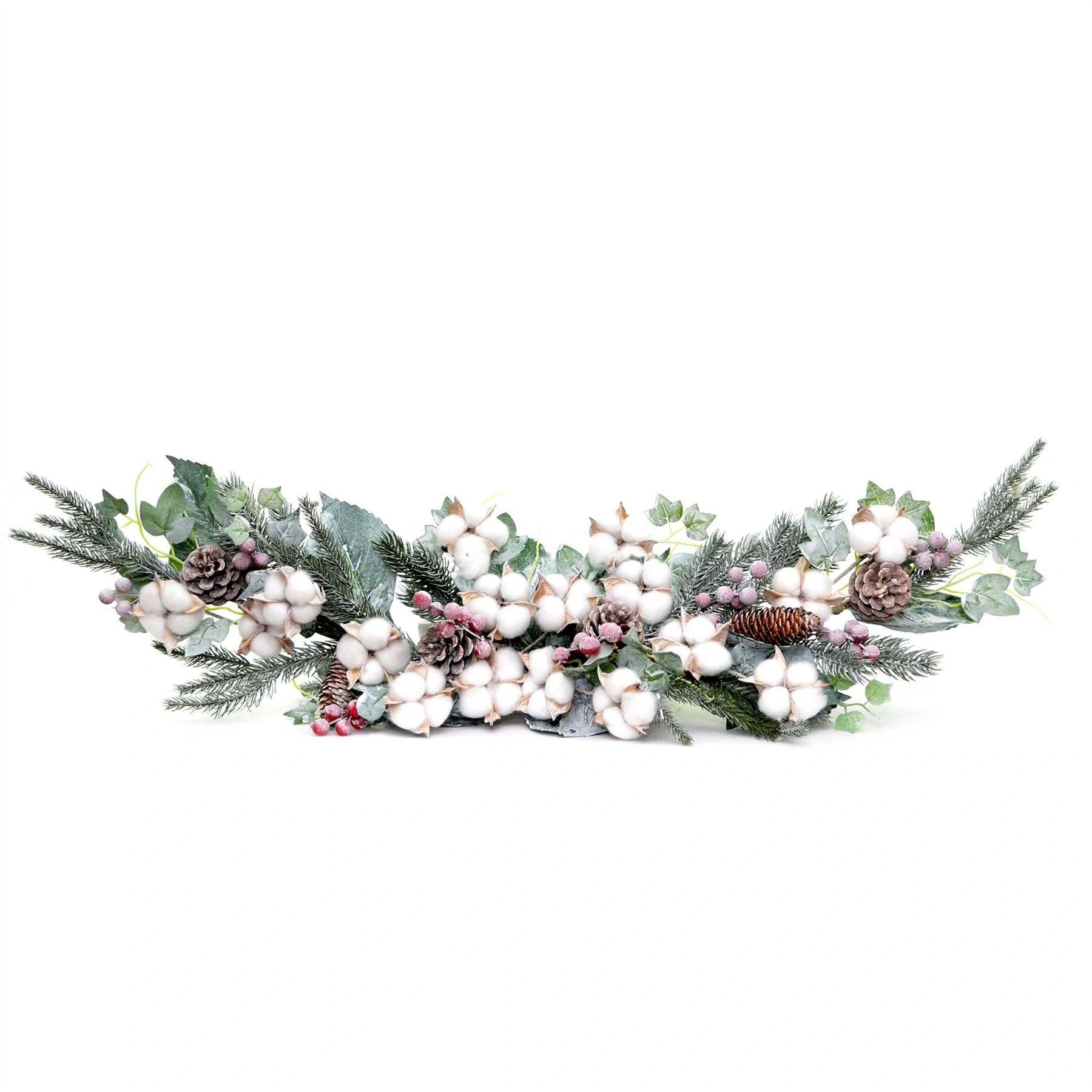 95Cm Christmas Decorations Real Cotton Red Berries And Pine Cones With Various Tips