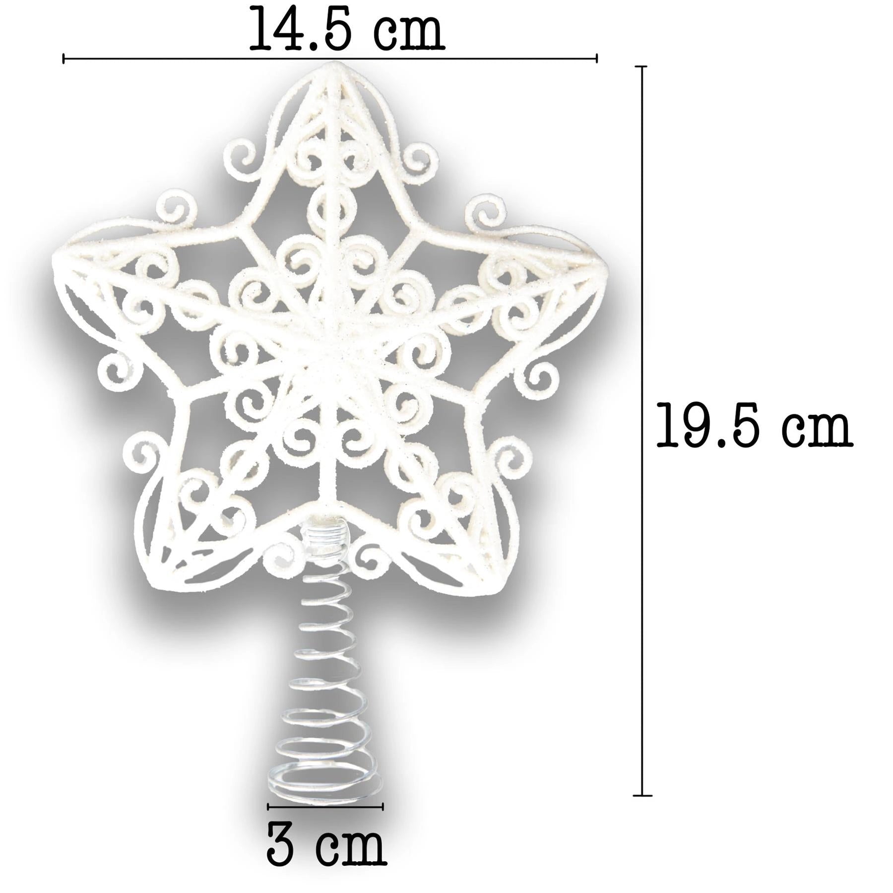 Christmas Star Tree Topper White Glitter Crown Xmas Tree Ornaments Decor 14.5cm