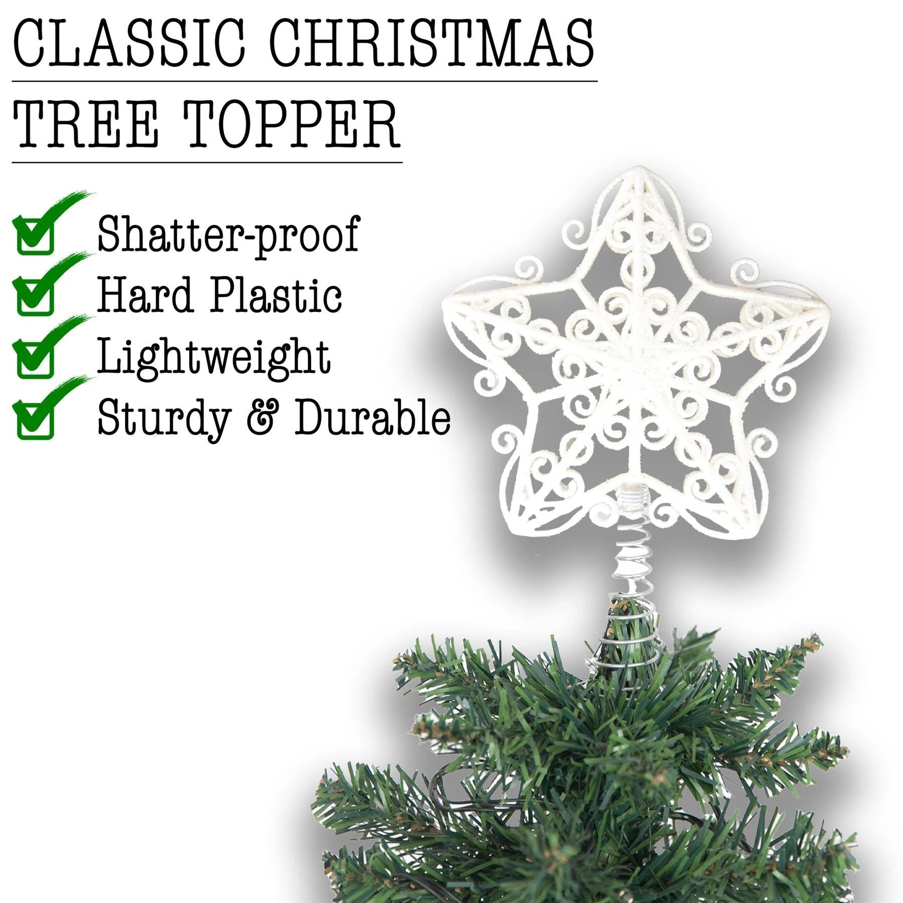 14.5Cm Star Tree Topper White