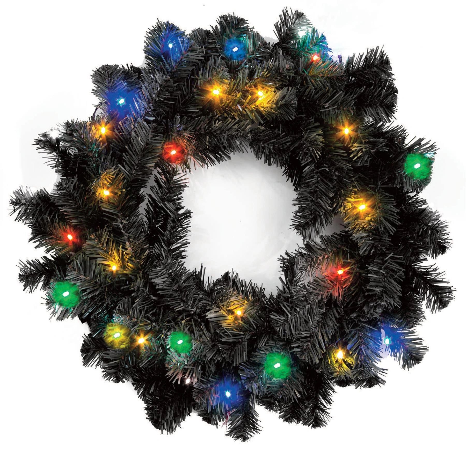 Pre-Lit Imperial Pine Multicolor Leds Black Wreath 55Cm