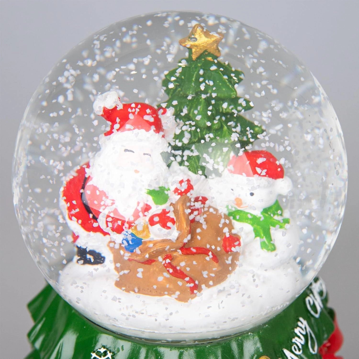 Musical Snow Globe Christmas Tree Base Santa 15cm Tabletop Xmas Window Decor
