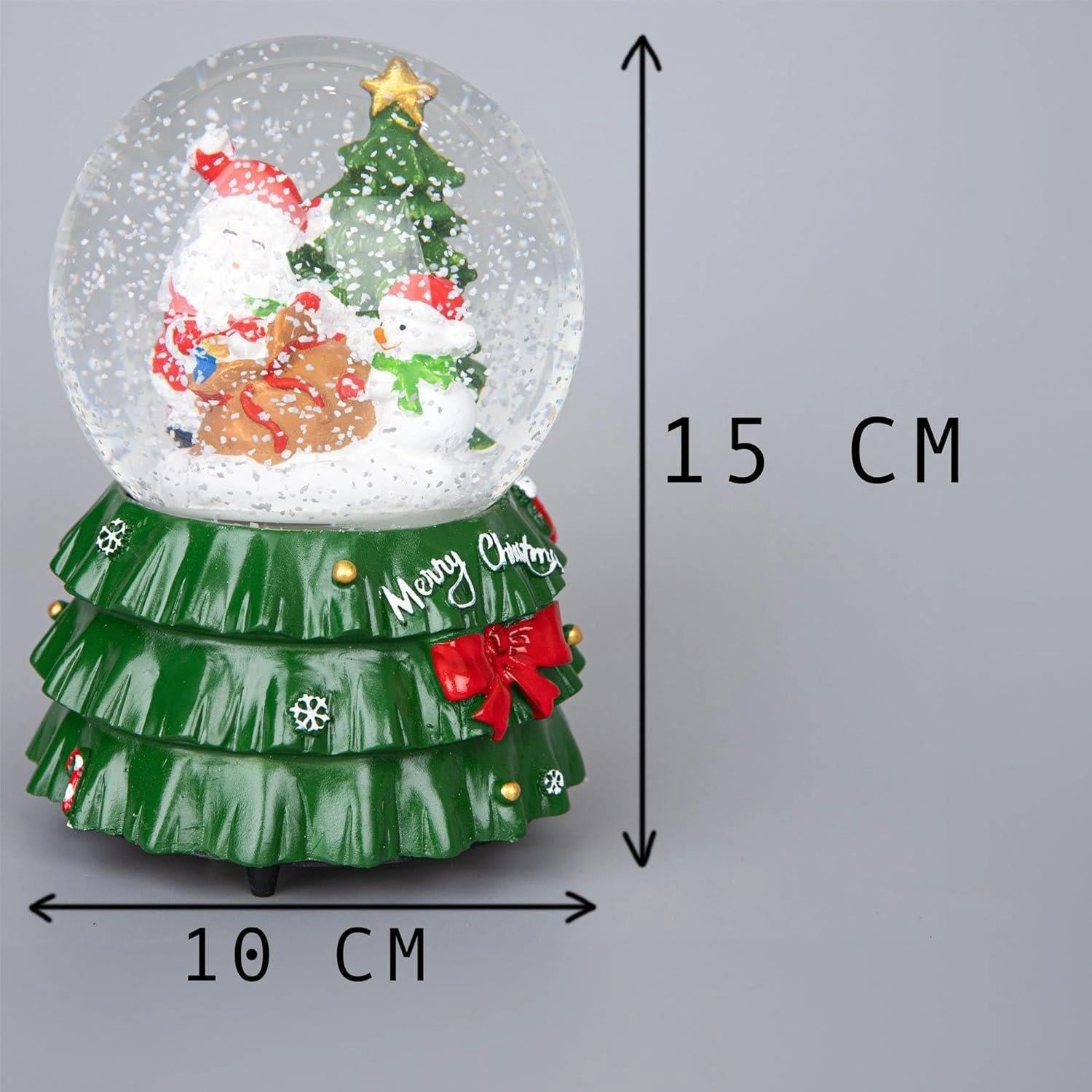 Musical Snow Globe Christmas Tree Base Santa 15cm Tabletop Xmas Window Decor
