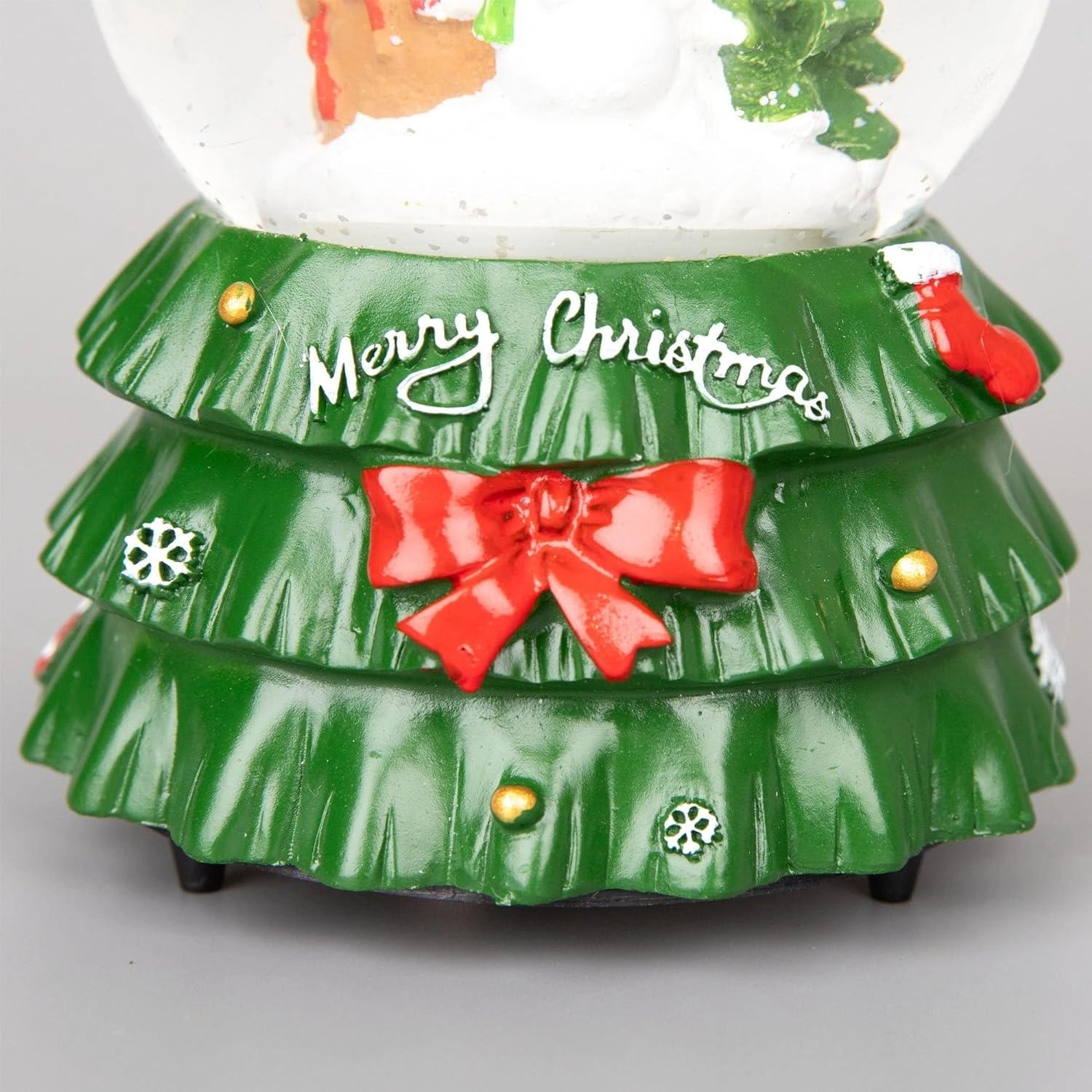 Musical Snow Globe Christmas Tree Base Santa 15cm Tabletop Xmas Window Decor