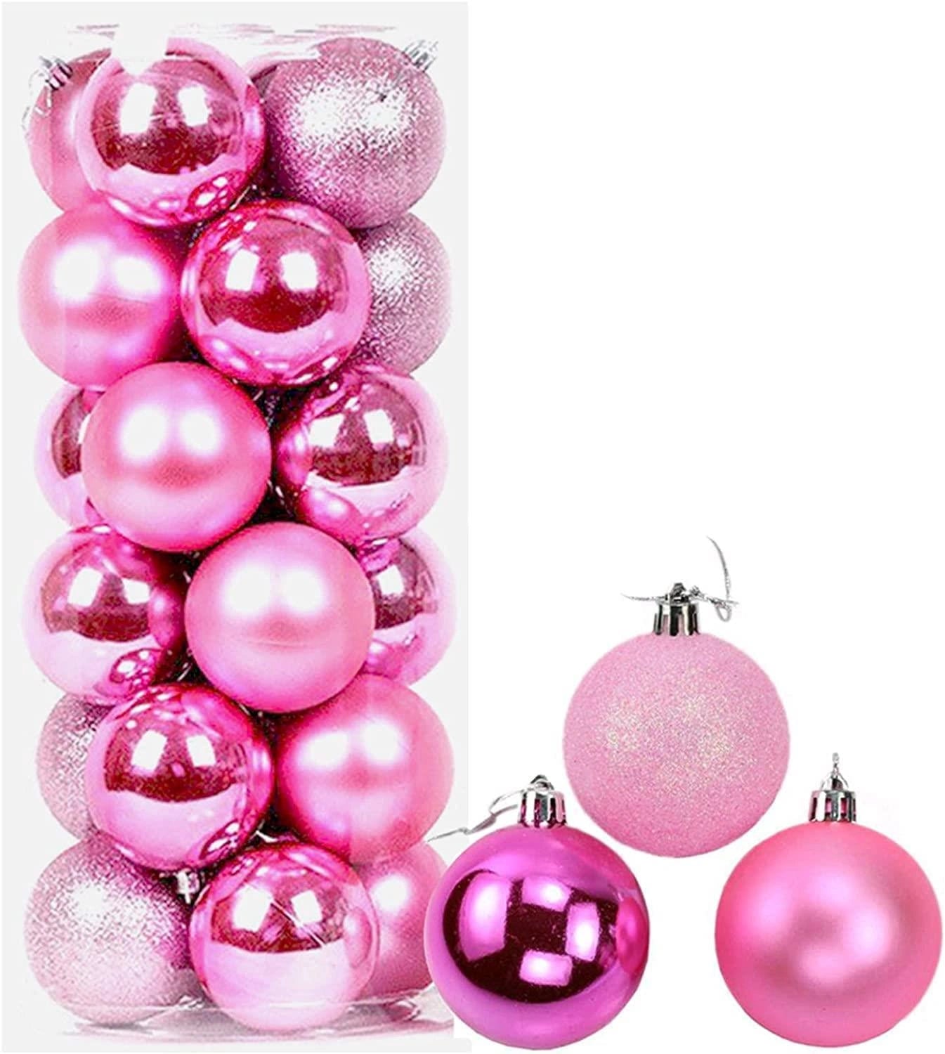 18X Christmas Baubles Tree Ornaments Pink Balls Xmas Hanging Decorations 60mm
