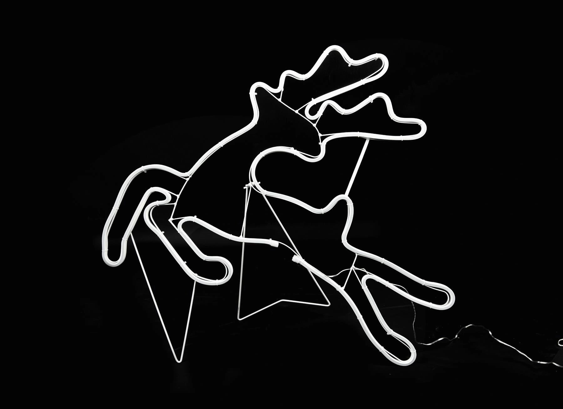 Rope Lights Silhouette Christmas Jumping Reindeer Outdoor Wall Garden Xmas Decor