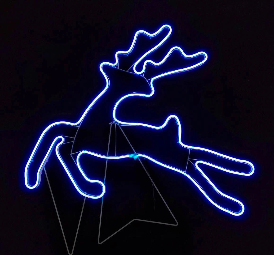 Rope Lights Silhouette Christmas Jumping Reindeer Outdoor Wall Garden Xmas Decor