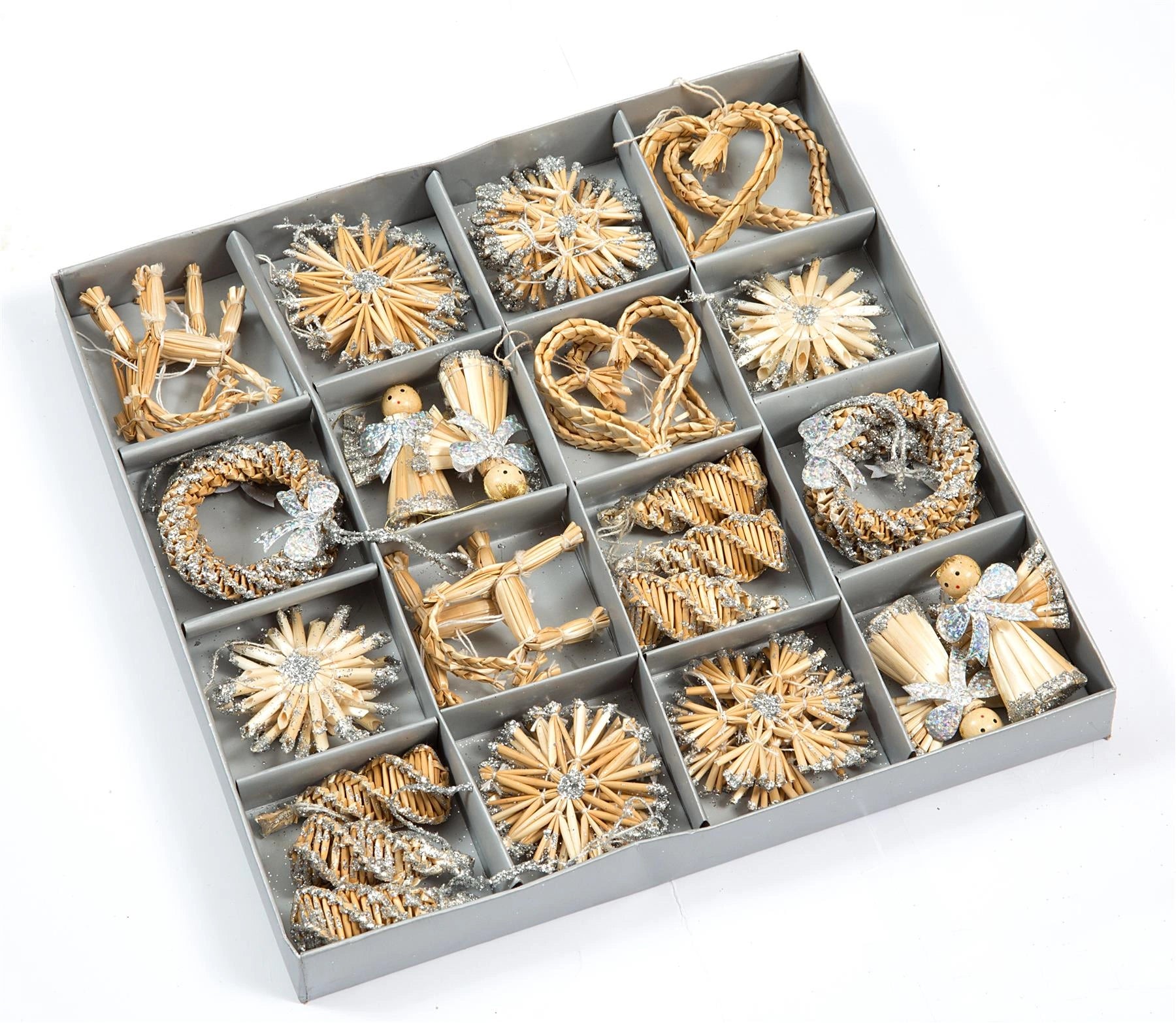 36pcs Hand Crafted Christmas Tree Hanging Ornament Decorations Wheat Straw