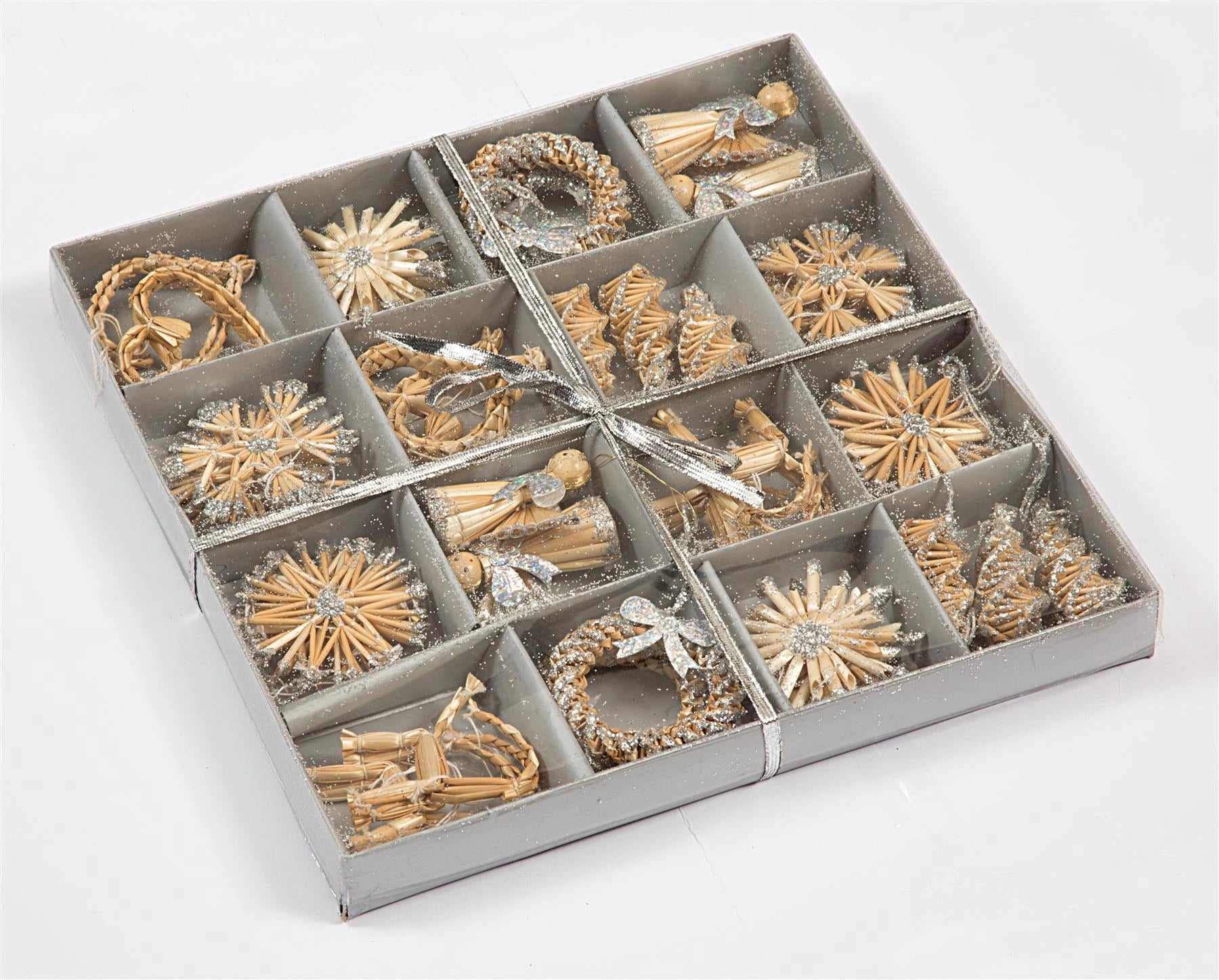 36pcs Hand Crafted Christmas Tree Hanging Ornament Decorations Wheat Straw