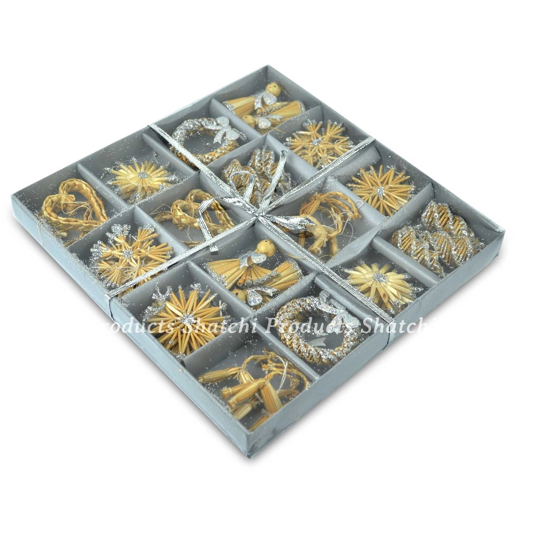 36pcs Hand Crafted Christmas Tree Hanging Ornament Decorations Wheat Straw
