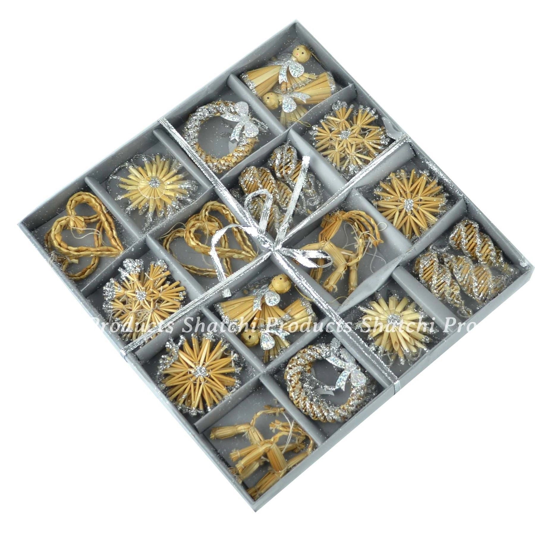36pcs Hand Crafted Christmas Tree Hanging Ornament Decorations Wheat Straw