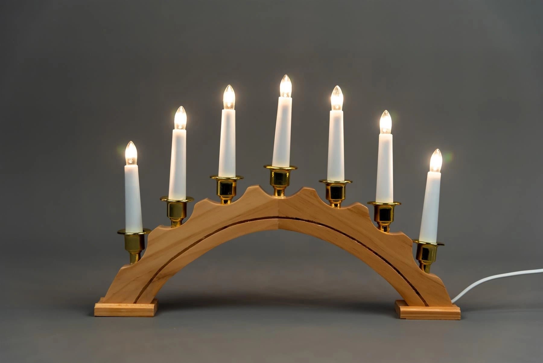 Wooden Candle Bridge Christmas Window Lights Decoration Pre-Lit Xmas Arch 7 LED