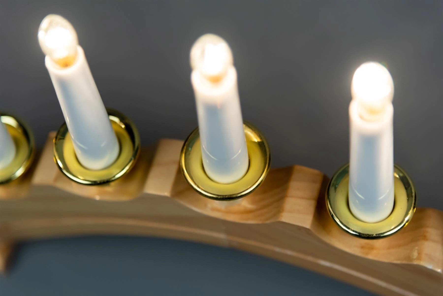 Wooden Candle Bridge Christmas Window Lights Decoration Pre-Lit Xmas Arch 7 LED