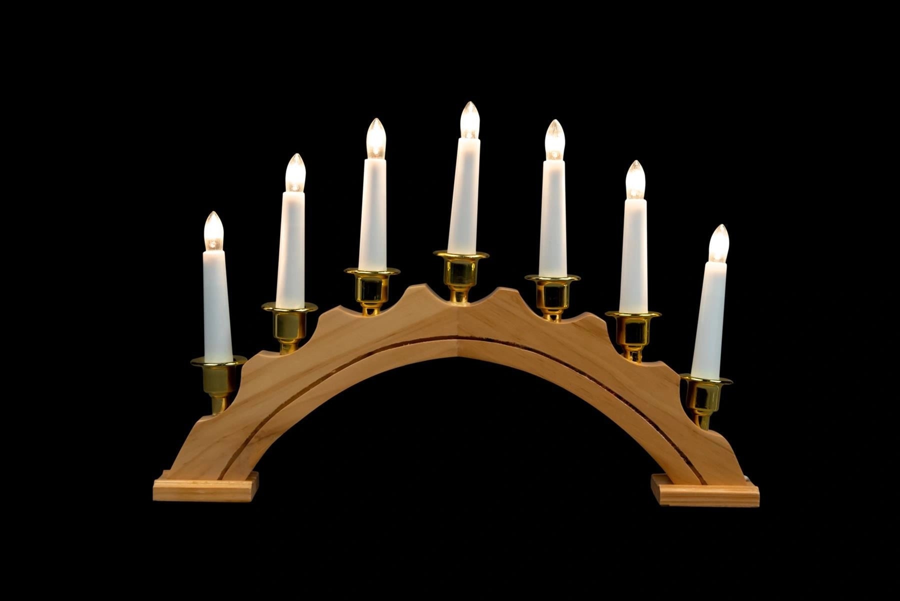 Wooden Candle Bridge Christmas Window Lights Decoration Pre-Lit Xmas Arch 7 LED