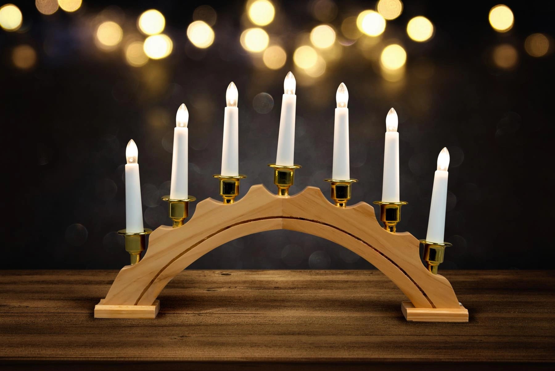 Christmas Wooden Arc Candle Bridge Light 7 Bulb Window Xmas Christmas Decoration Arch Decor