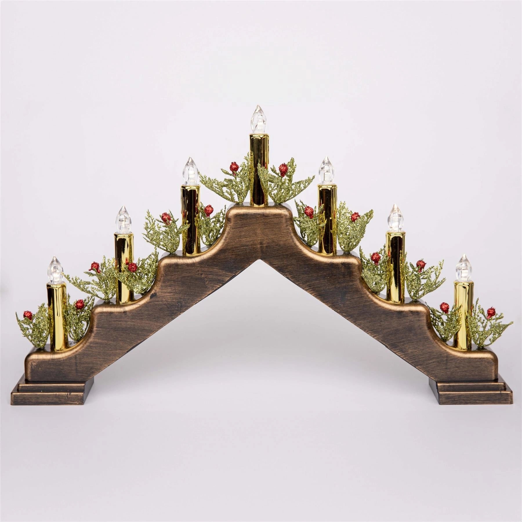 Pre-Lit Christmas Candle Bridge Arch LED Light B/O Window Table Xmas Home Decor