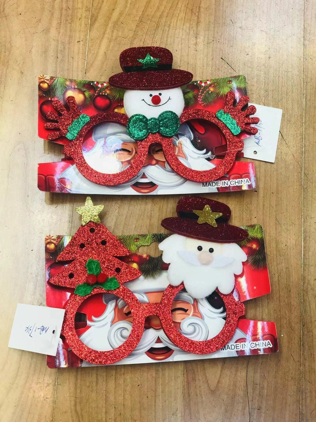 Set of 2 Red Christmas Glasses Novelty Xmas Frame Fancy Dress Party Accessories