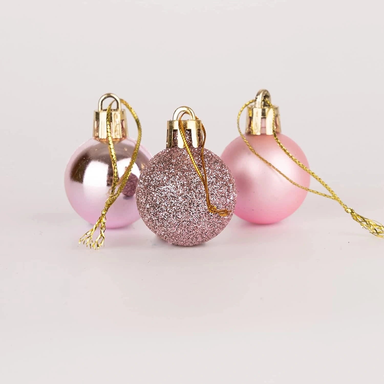 Baubles Pale Pink 3Cm 24Pcs Set Pvc