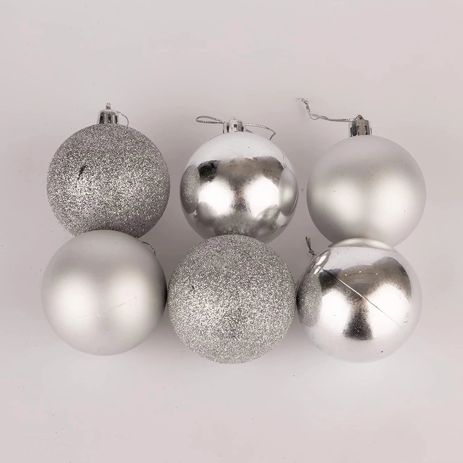 18X Christmas Baubles Tree Ornaments Silver Balls Xmas Hanging Decorations 60mm