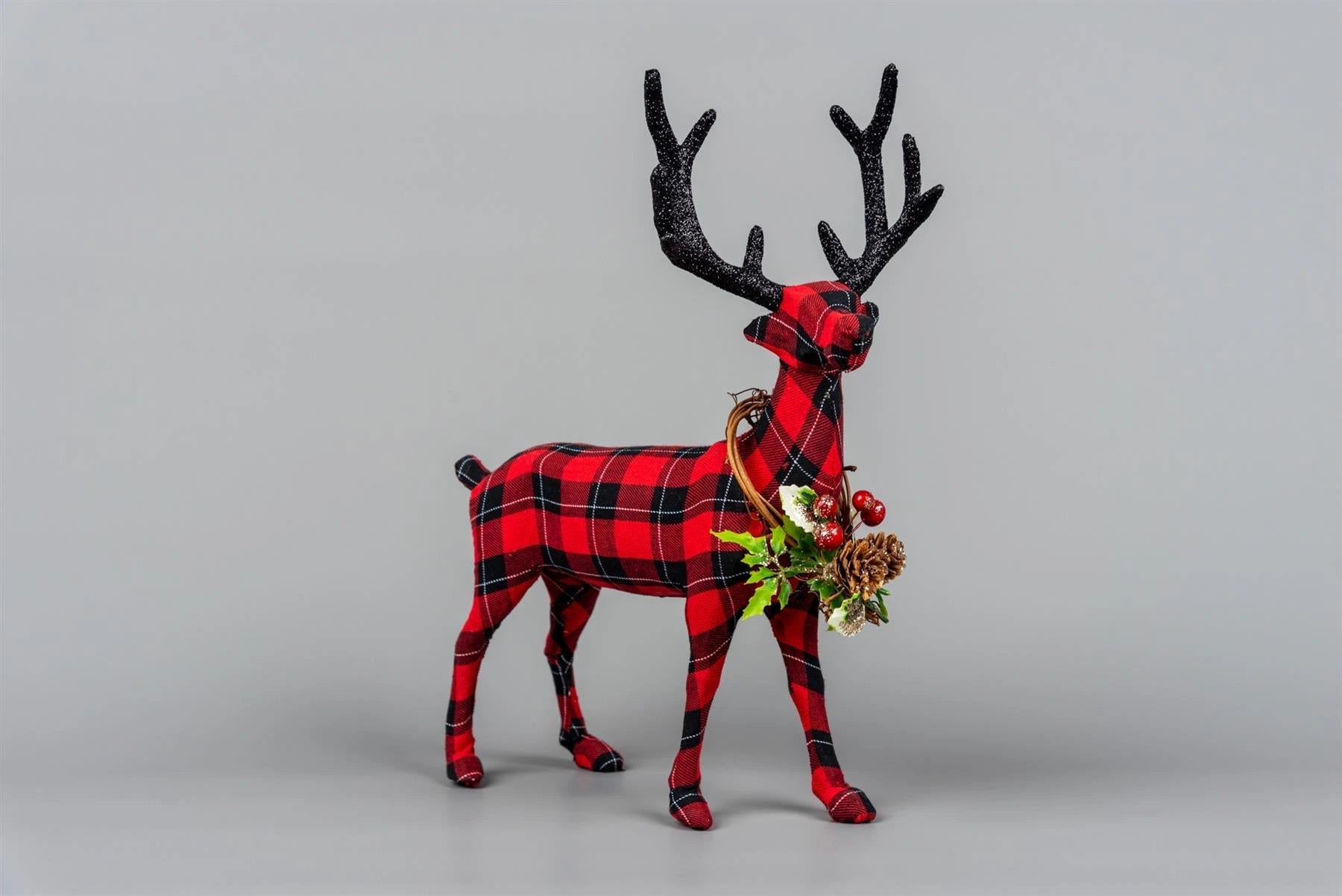 Tartan Reindeer 35Cm - Decorative Free Standing Figurine