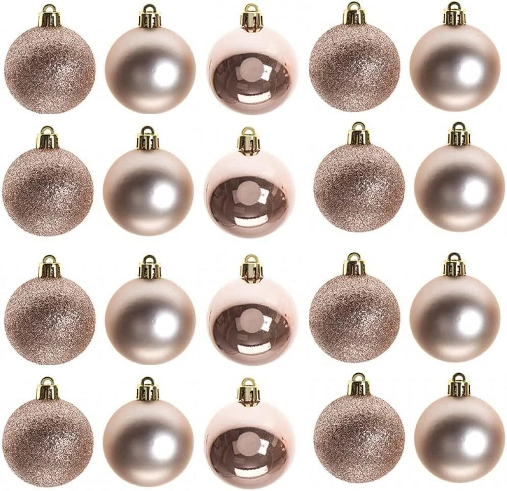 Baubles Rose Gold 5Cm 24Pcs Set Pvc