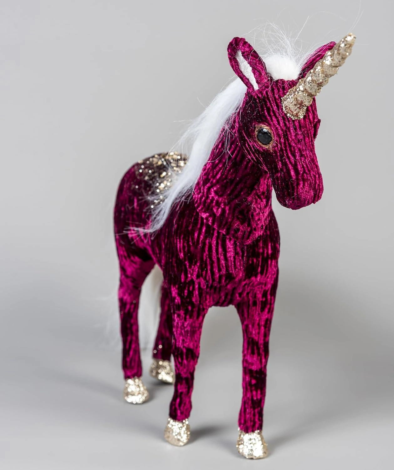 Burgundy Christmas Figure Unicorn 33cm Tabletop Window Xmas Decor UK