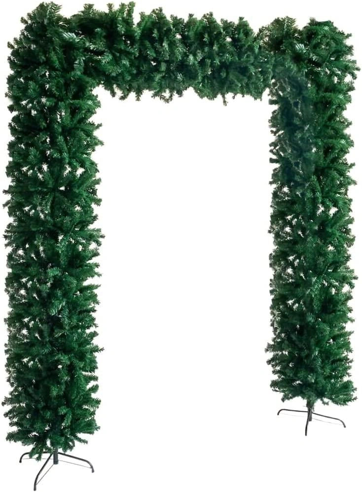 Green Christmas Tree Arch Door Decorations Outdoor Xmas Tree Garland 2.4m Tall