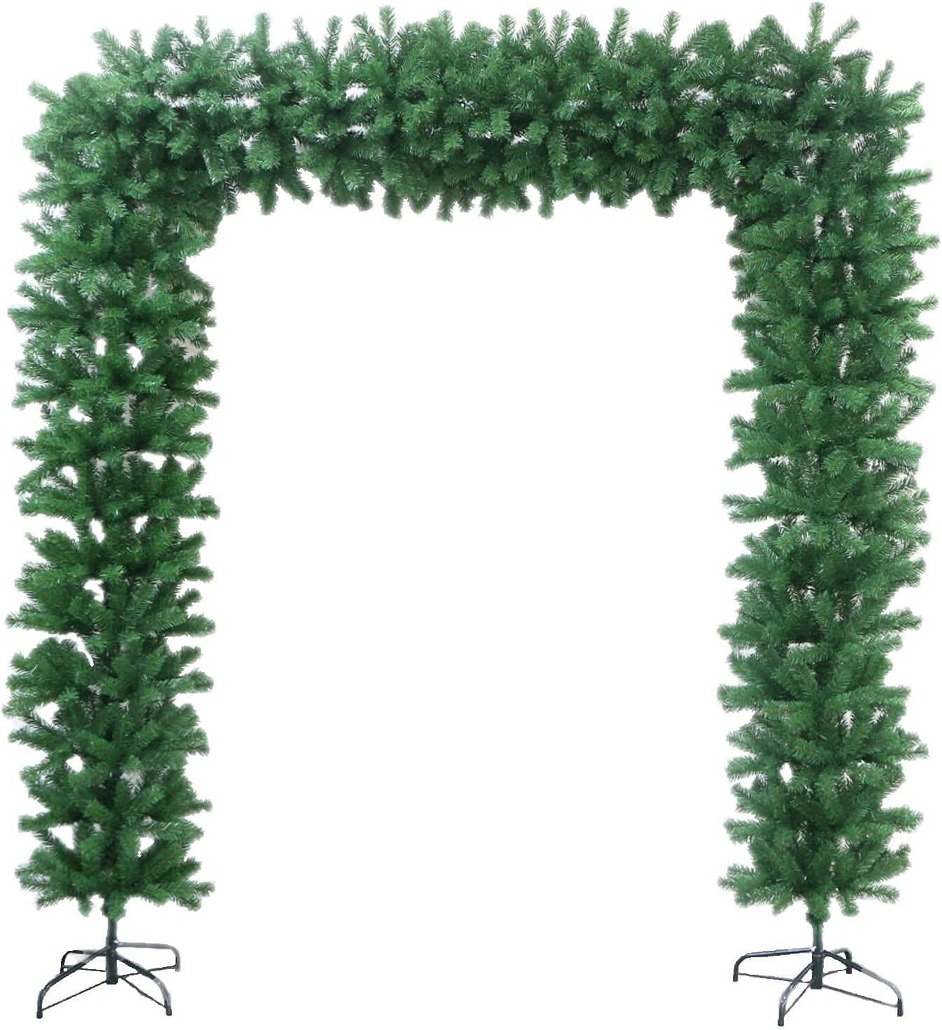 Green Christmas Tree Arch Door Decorations Outdoor Xmas Tree Garland 2.4m Tall