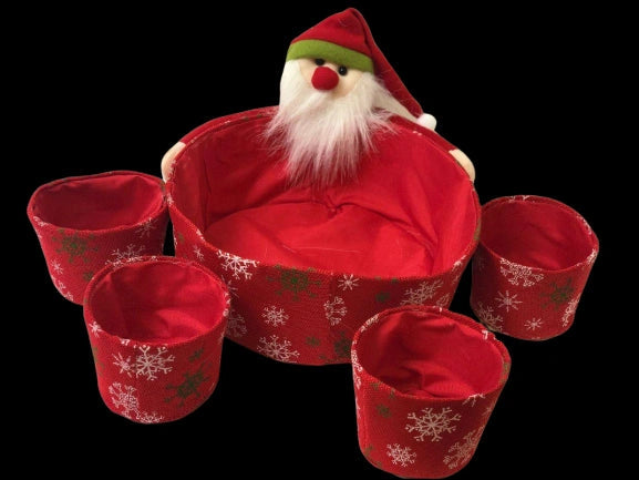 5pcs Christmas Santa Hamper Basket set Gifts Boxes Display Decorations Kit