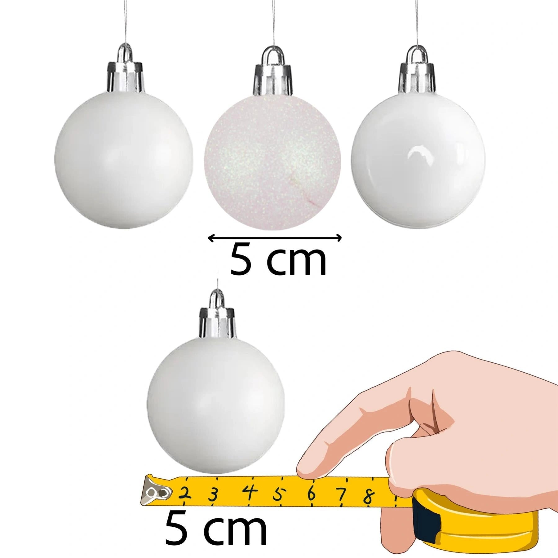 9pcs Christmas Baubles Tree Ornaments White Ball Xmas Festive Hanging Decor 5cm