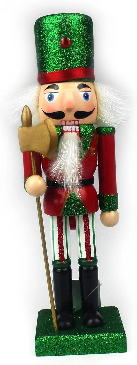 4 Green Nutcrackers Christmas Wooden Ornament Figurine 25cm Xmas Home Decoration