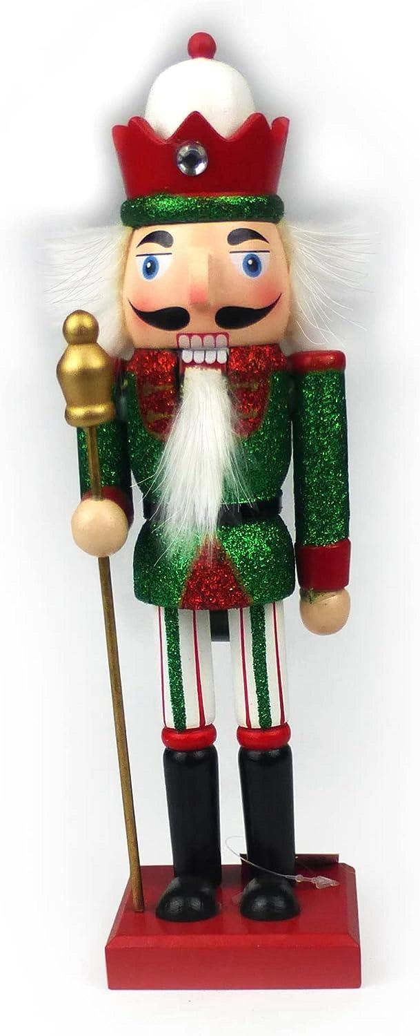4 Green Nutcrackers Christmas Wooden Ornament Figurine 25cm Xmas Home Decoration