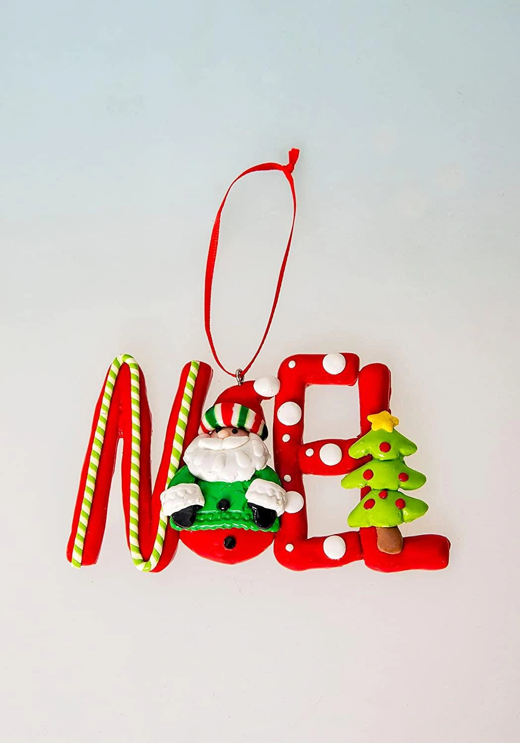 Set of 4 (12PCs) Christmas Hanging Decoration Ceramic Candy Word Joy, Noel, Snow