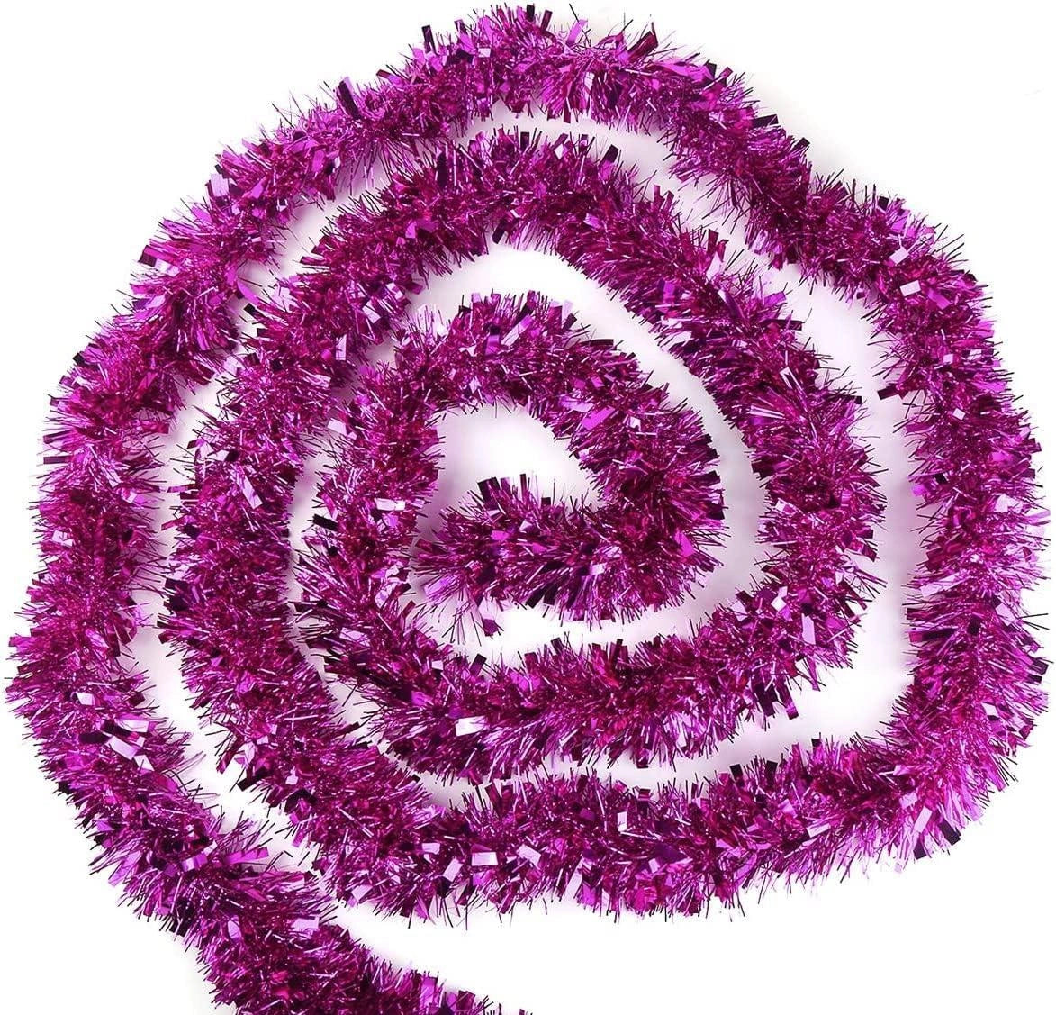 16pcs Hot Pink Thick Chunky Luxury Christmas Tree Tinsel Garland Decoration Xmas