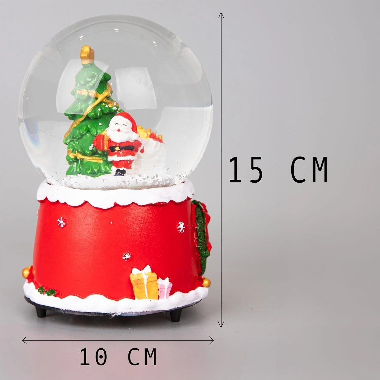 Musical Snow Globe Christmas Tree Scene Wreath 15cm Tabletop Xmas Window Decor