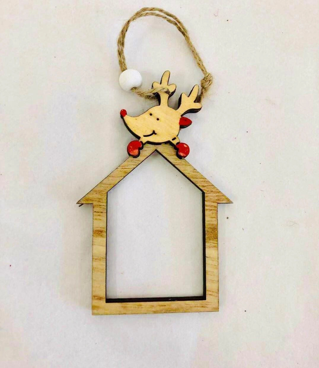 Wooden Christmas Tree Decoration Home Shape Reindeer Head Xmas Hanging Ornaments