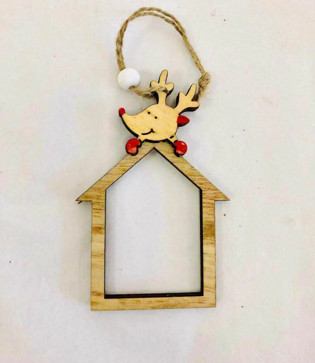 Christmas Wooden Hanging Decoration Home Shape Reindeer Head