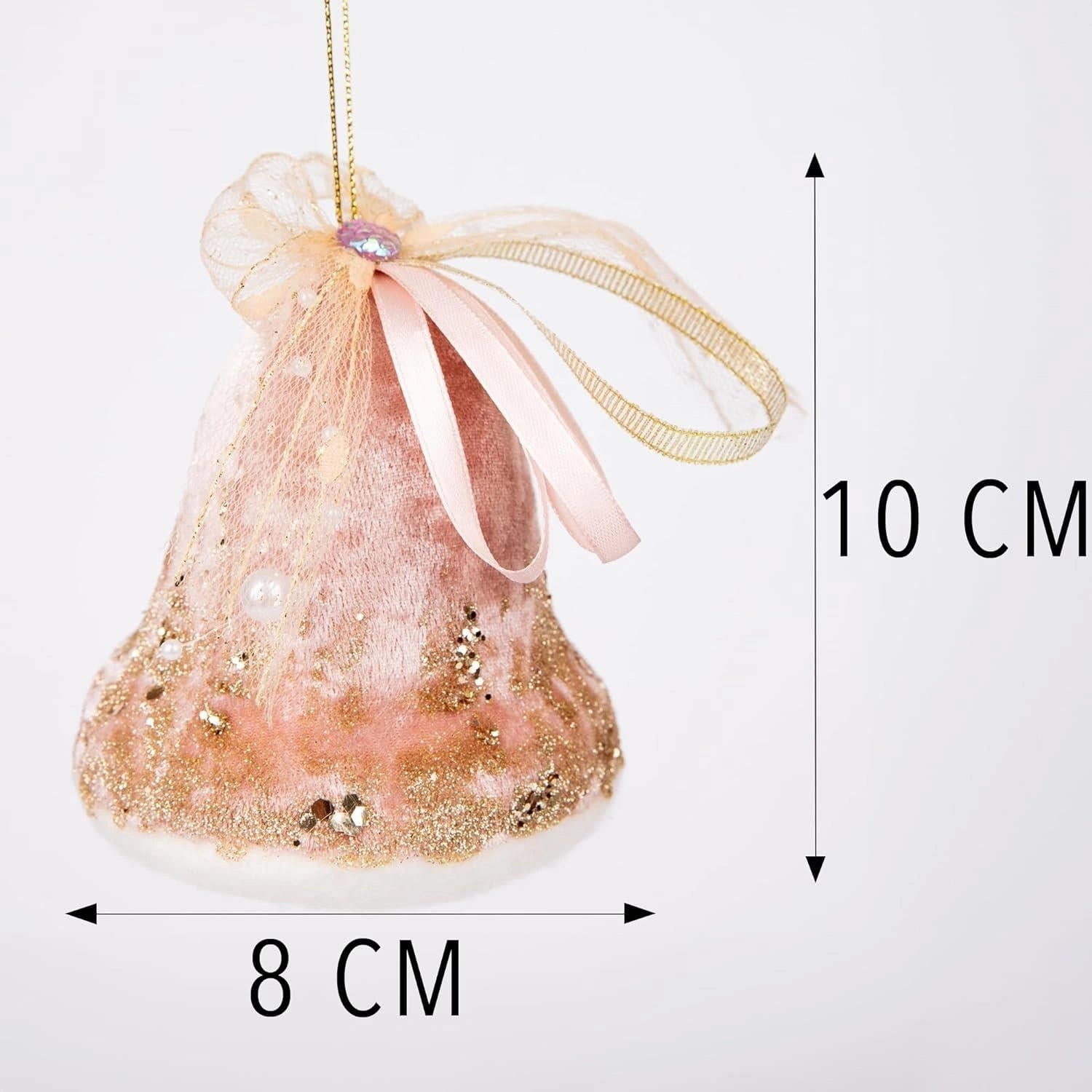 3X Christmas Hanging Ornaments Tree Pendant Santa Bell pink 10cm Xmas Decoration