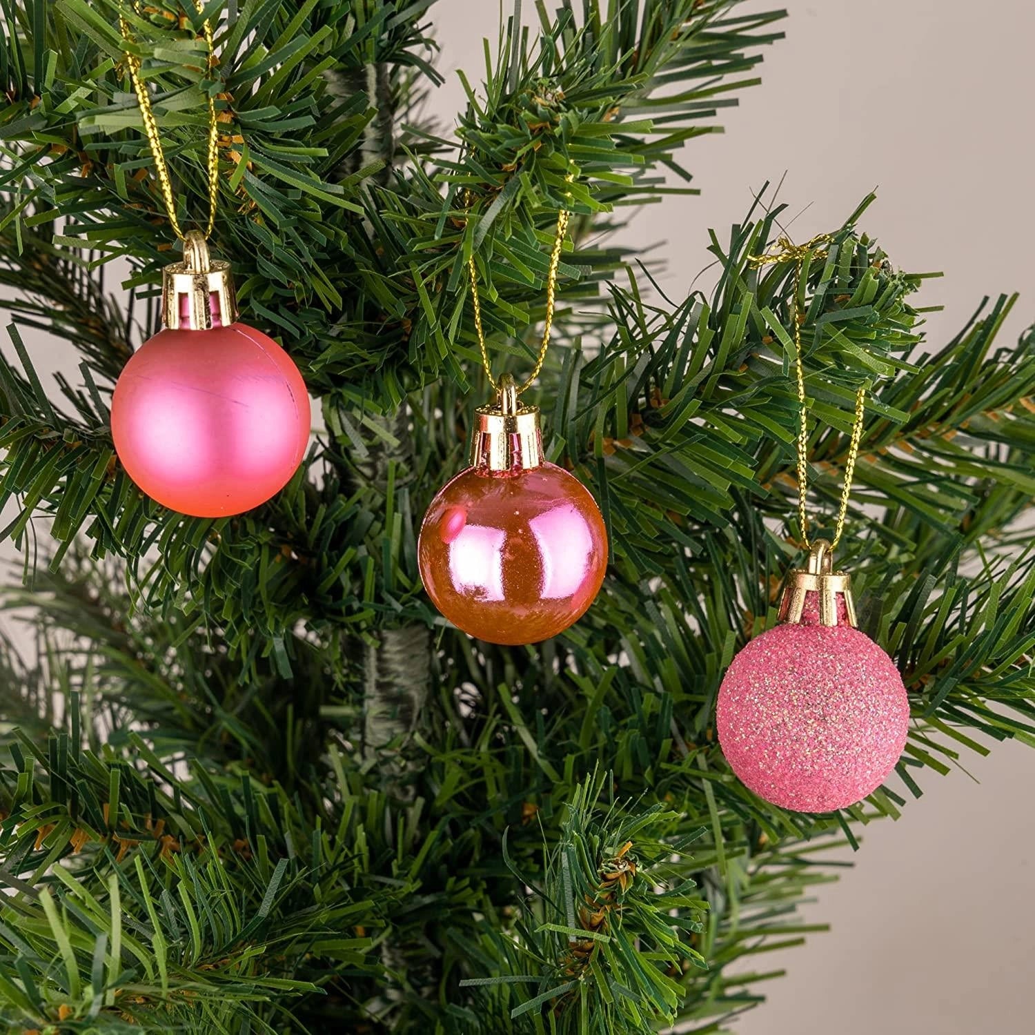 24pcs Christmas Baubles Tree Ornaments Pink Balls Xmas Hanging Decorations 30mm