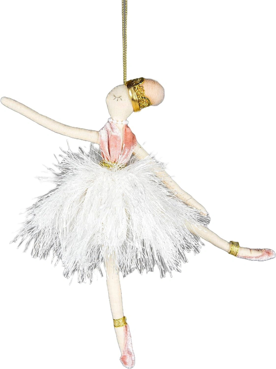 3XChristmas Hanging Ornament Tree Pendant Figure 20cm White Ballerina Xmas Decor