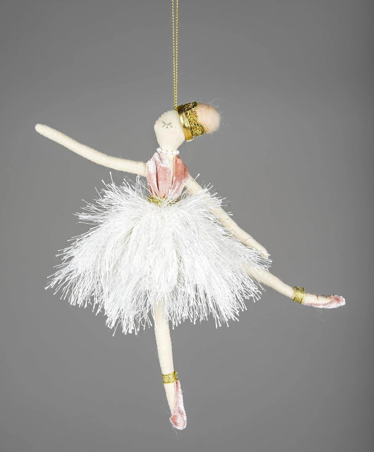 3XChristmas Hanging Ornament Tree Pendant Figure 20cm White Ballerina Xmas Decor