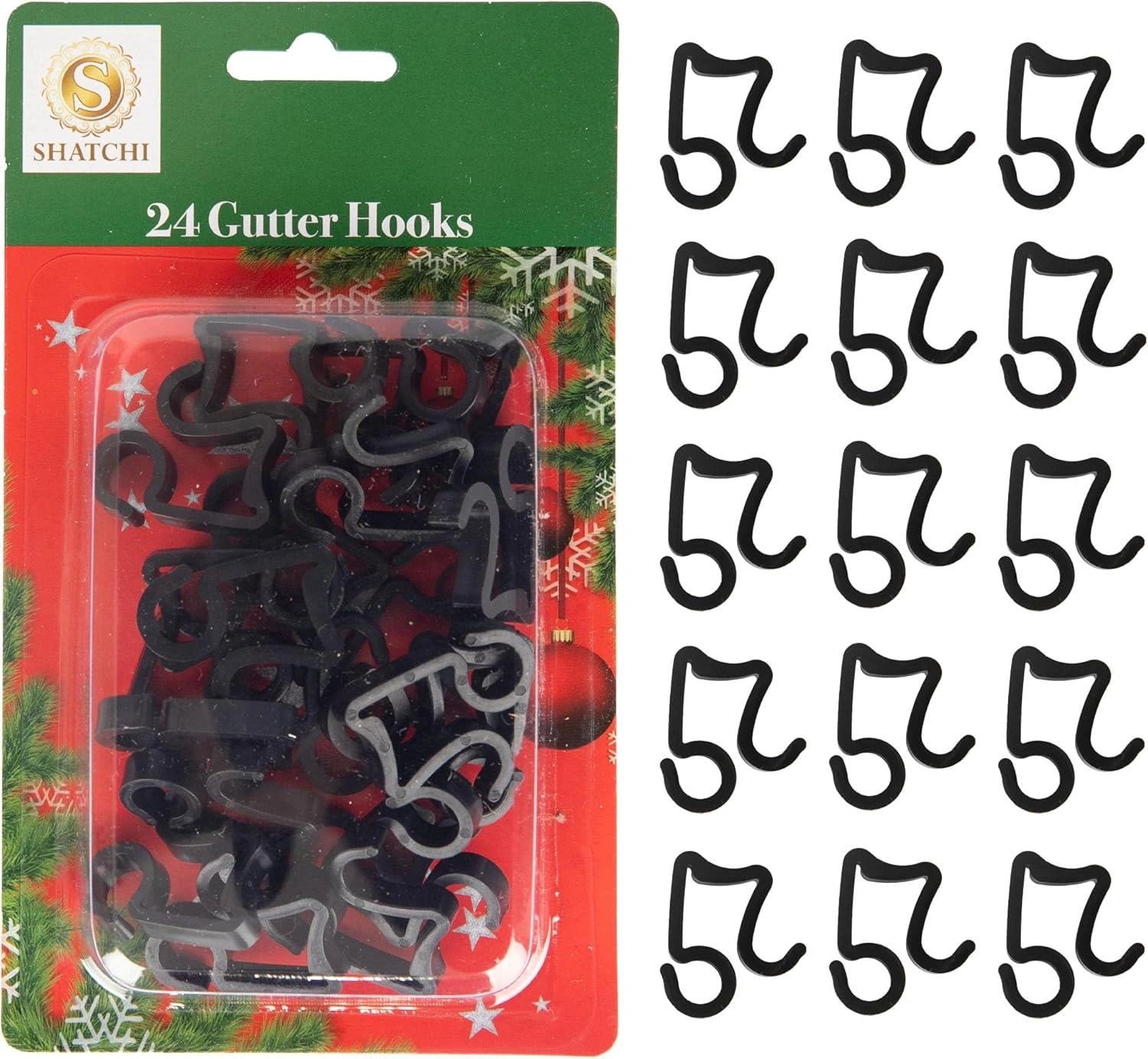 Gutter Hooks Christmas Rope String Icicle Light Hanger Black Plastic Clips 48pcs