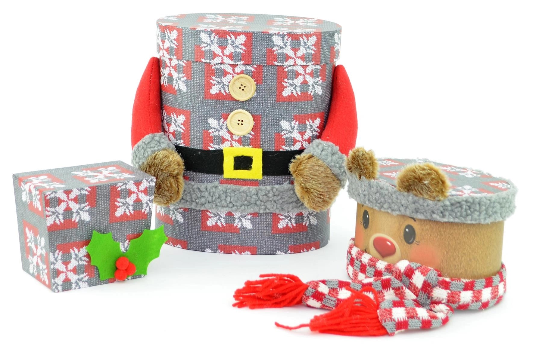 Ovel Reindeer Christmas Novelty 3 Pcs Box Set Xmas Decoration Gift Present Boxes