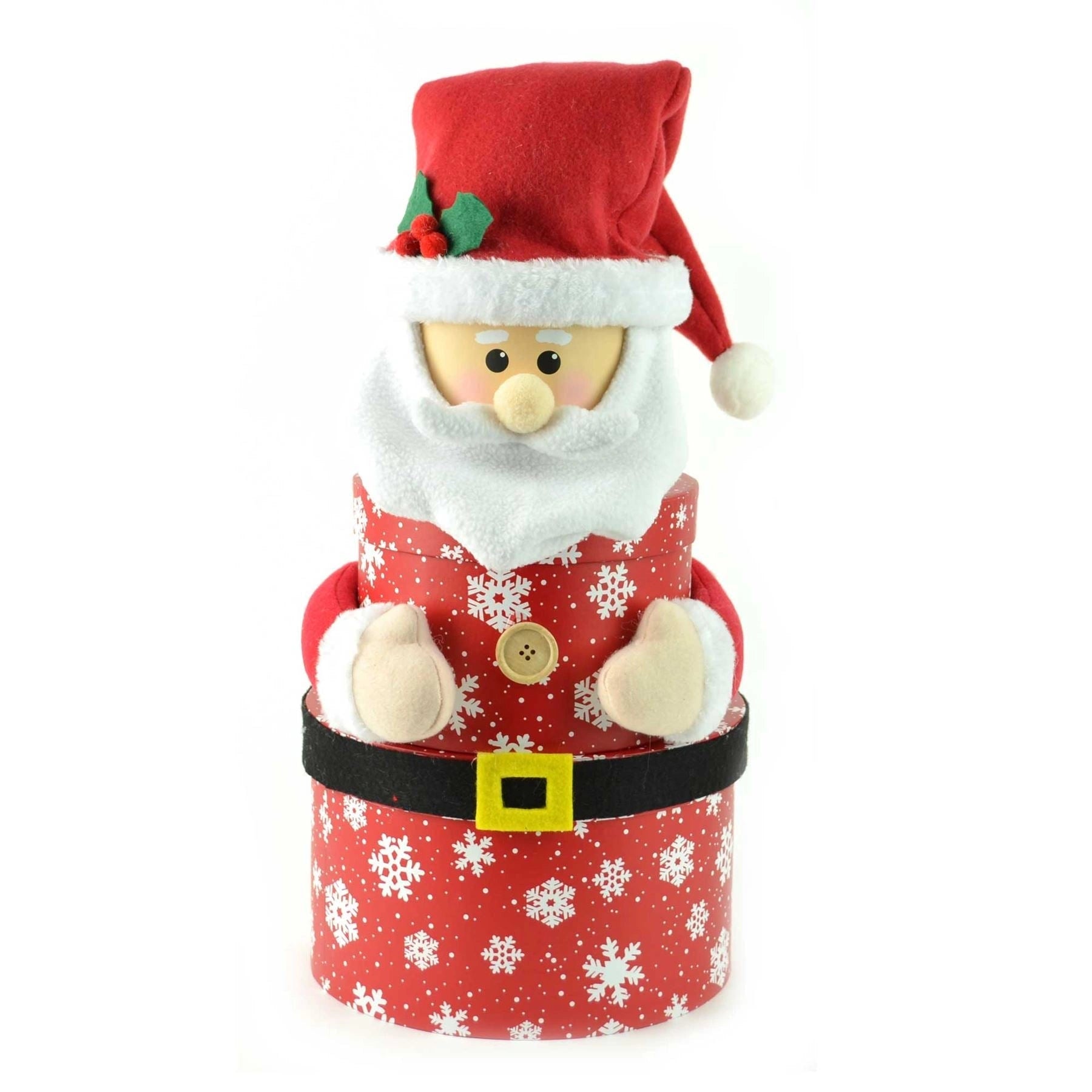 Round Santa Claus Christmas Novelty 3 Pcs Box Set Xmas Decoration Gift Present Boxes